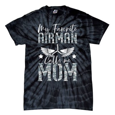 Womens My Favorite Airman Calls Me Mom Air Force Soldier Mother Tie-Dye T-Shirt