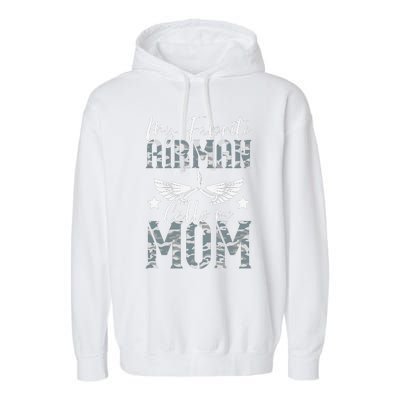 Womens My Favorite Airman Calls Me Mom Air Force Soldier Mother Garment-Dyed Fleece Hoodie