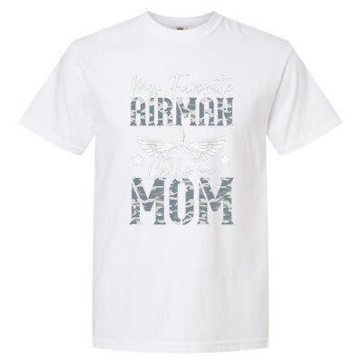 Womens My Favorite Airman Calls Me Mom Air Force Soldier Mother Garment-Dyed Heavyweight T-Shirt