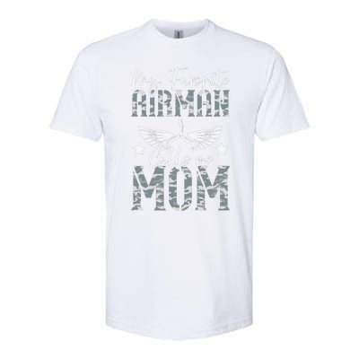 Womens My Favorite Airman Calls Me Mom Air Force Soldier Mother Softstyle CVC T-Shirt