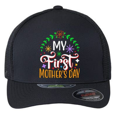 Women's My First Mothers Day Pregnancy Announcement Funny Flexfit Unipanel Trucker Cap