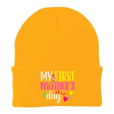 Women's My First Mothers Day Pregnancy Announcement Funy Cute Knit Cap Winter Beanie