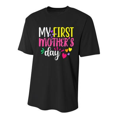 Women's My First Mothers Day Pregnancy Announcement Funy Cute Youth Performance Sprint T-Shirt