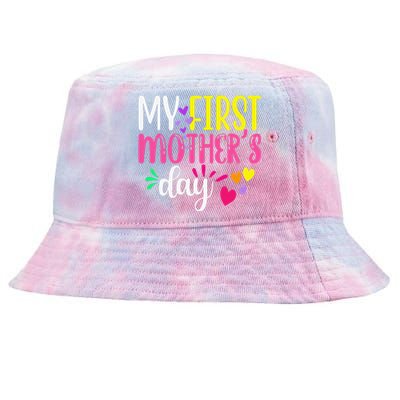 Women's My First Mothers Day Pregnancy Announcement Funy Cute Tie-Dyed Bucket Hat