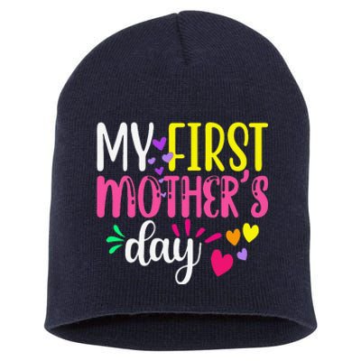 Women's My First Mothers Day Pregnancy Announcement Funy Cute Short Acrylic Beanie