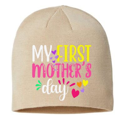 Women's My First Mothers Day Pregnancy Announcement Funy Cute Sustainable Beanie