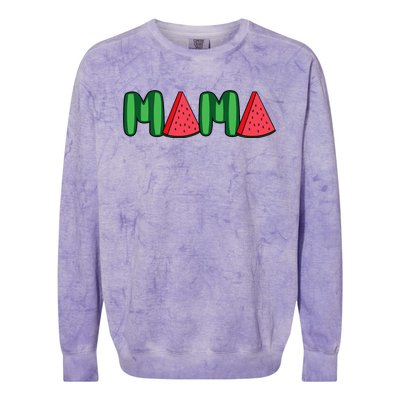 Watermelon Mama Fruitarian Lover Mom Summer Fruit Mother Colorblast Crewneck Sweatshirt