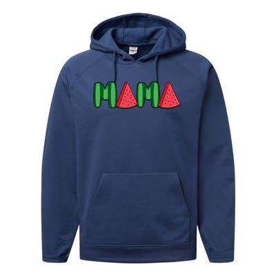 Watermelon Mama Fruitarian Lover Mom Summer Fruit Mother Performance Fleece Hoodie