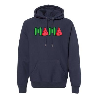 Watermelon Mama Fruitarian Lover Mom Summer Fruit Mother Premium Hoodie