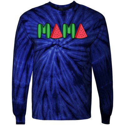 Watermelon Mama Fruitarian Lover Mom Summer Fruit Mother Tie-Dye Long Sleeve Shirt