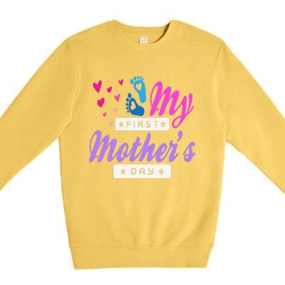 Women's My First Mothers Day Pregnancy Announcement Premium Crewneck Sweatshirt