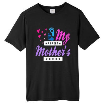 Women's My First Mothers Day Pregnancy Announcement Tall Fusion ChromaSoft Performance T-Shirt