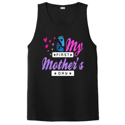 Women's My First Mothers Day Pregnancy Announcement PosiCharge Competitor Tank