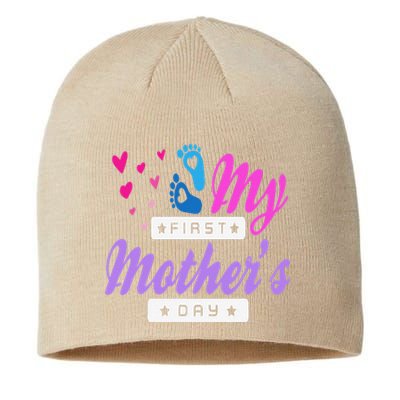 Women's My First Mothers Day Pregnancy Announcement Sustainable Beanie