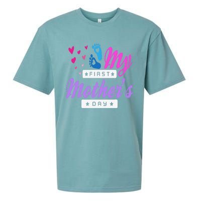 Women's My First Mothers Day Pregnancy Announcement Sueded Cloud Jersey T-Shirt