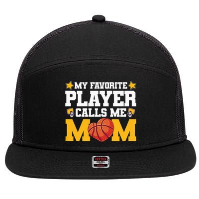 Wo My favourite player call me mom basketball Mothersday 7 Panel Mesh Trucker Snapback Hat