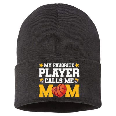 Wo My favourite player call me mom basketball Mothersday Sustainable Knit Beanie