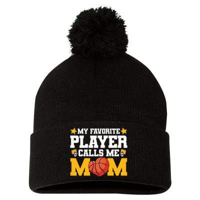 Wo My favourite player call me mom basketball Mothersday Pom Pom 12in Knit Beanie