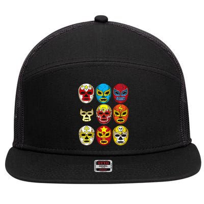 Wrestlers Masks Funny 7 Panel Mesh Trucker Snapback Hat