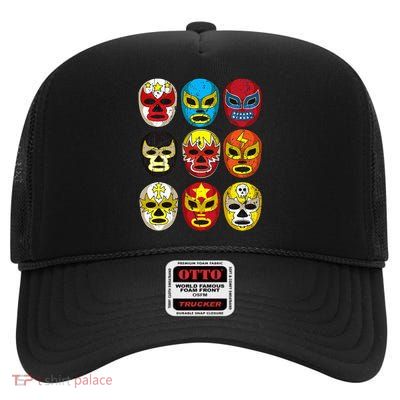 Wrestlers Masks Funny High Crown Mesh Back Trucker Hat