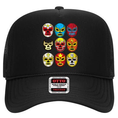 Wrestlers Masks Funny High Crown Mesh Back Trucker Hat