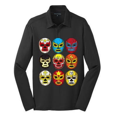 Wrestlers Masks Funny Silk Touch Performance Long Sleeve Polo