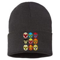 Wrestlers Masks Funny Sustainable Knit Beanie