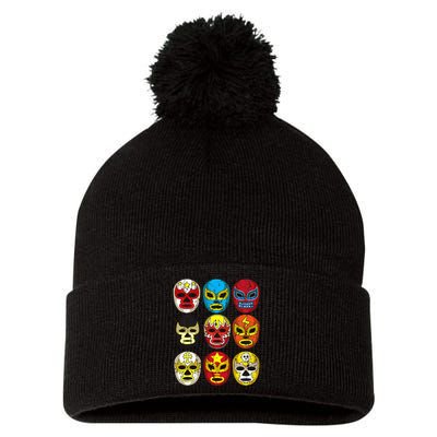 Wrestlers Masks Funny Pom Pom 12in Knit Beanie