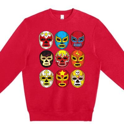 Wrestlers Masks Funny Premium Crewneck Sweatshirt