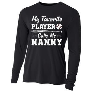 Womens My Favorite Player Calls Me Nanny Baseball Best Grandma Ever Cooling Performance Long Sleeve Crew