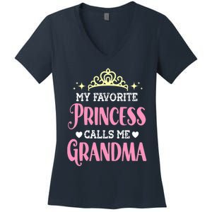 Wo My Favorite Princess Calls Me Grandma Funny Novelty Nana Women's V-Neck T-Shirt