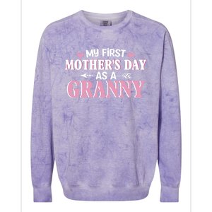 Wo's My First Mother's Day As A Granny Mother's Day Funny Gift Colorblast Crewneck Sweatshirt