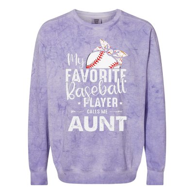 Womens My Favorite Baseball Player Call Me Aunt Mother's Day Colorblast Crewneck Sweatshirt