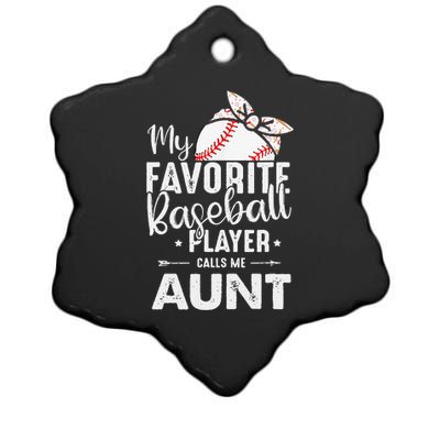 Womens My Favorite Baseball Player Call Me Aunt Mother's Day Ceramic Star Ornament