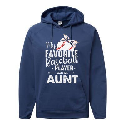 Womens My Favorite Baseball Player Call Me Aunt Mother's Day Performance Fleece Hoodie