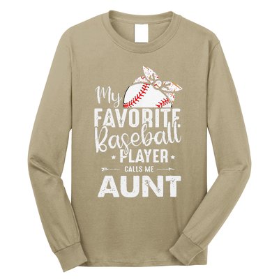 Womens My Favorite Baseball Player Call Me Aunt Mother's Day Long Sleeve Shirt