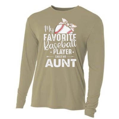 Womens My Favorite Baseball Player Call Me Aunt Mother's Day Cooling Performance Long Sleeve Crew