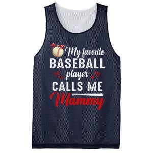 Womens My Favorite Baseball Player Calls Me Mammy Cute Mother's Day Mesh Reversible Basketball Jersey Tank