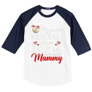 Womens My Favorite Baseball Player Calls Me Mammy Cute Mother's Day Baseball Sleeve Shirt