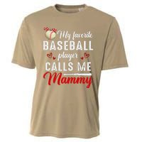 Womens My Favorite Baseball Player Calls Me Mammy Cute Mother's Day Cooling Performance Crew T-Shirt