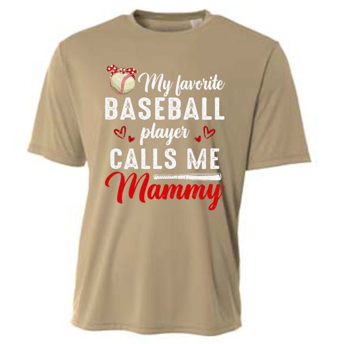 Womens My Favorite Baseball Player Calls Me Mammy Cute Mother's Day Cooling Performance Crew T-Shirt