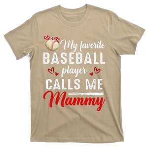 Womens My Favorite Baseball Player Calls Me Mammy Cute Mother's Day T-Shirt