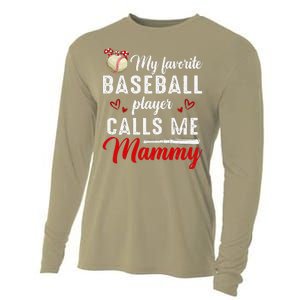 Womens My Favorite Baseball Player Calls Me Mammy Cute Mother's Day Cooling Performance Long Sleeve Crew