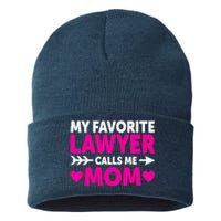 Wo My Favorite Lawyer Calls Me Mom Funny Lawyer Mom Sustainable Knit Beanie