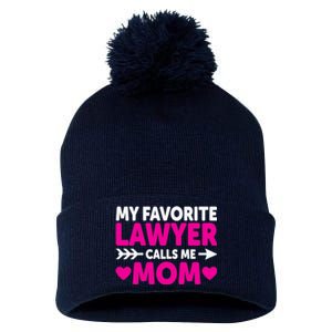 Wo My Favorite Lawyer Calls Me Mom Funny Lawyer Mom Pom Pom 12in Knit Beanie