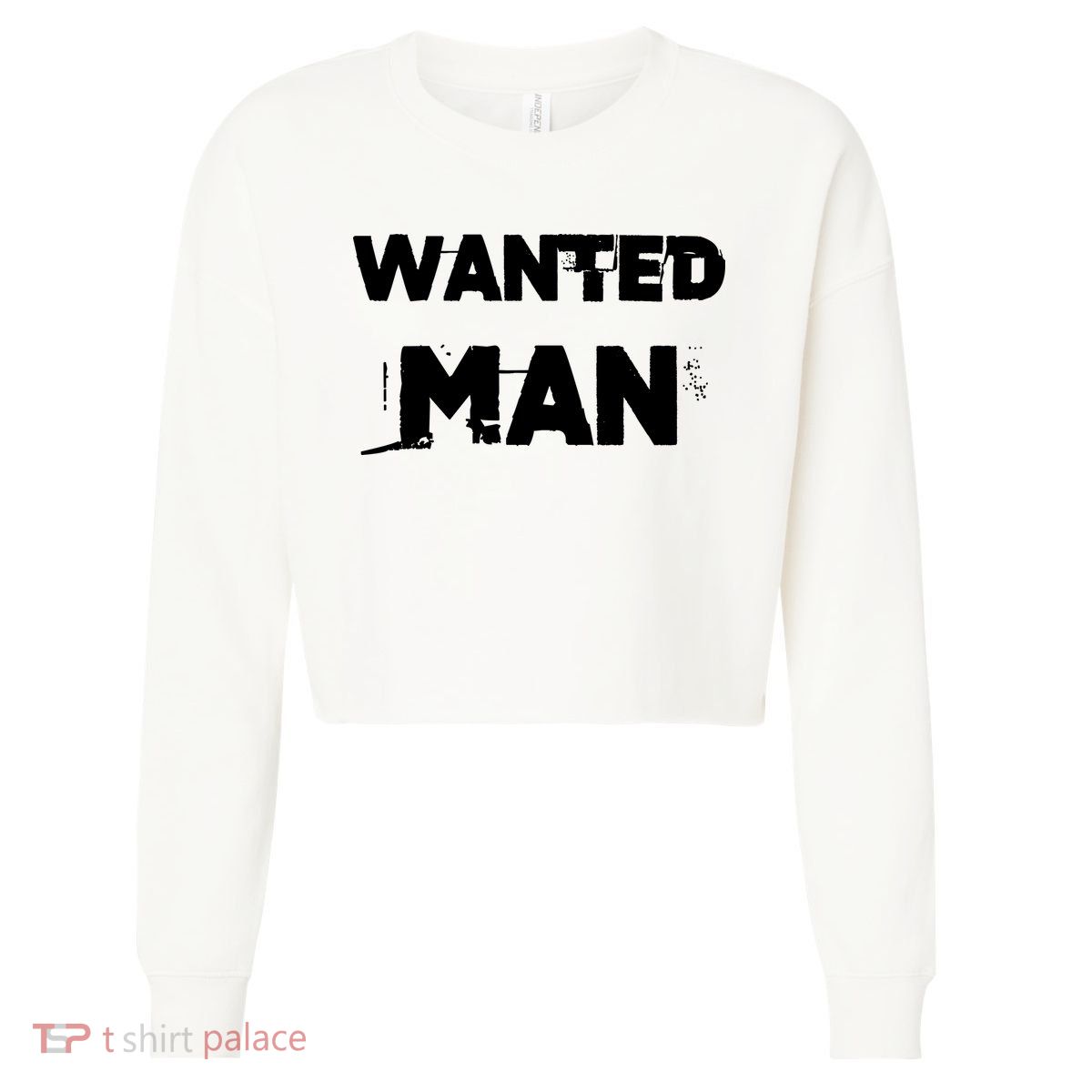 Wanted Man Funny Meme Cropped Pullover Crew
