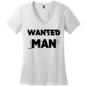 Wanted Man Funny Meme Women's V-Neck T-Shirt