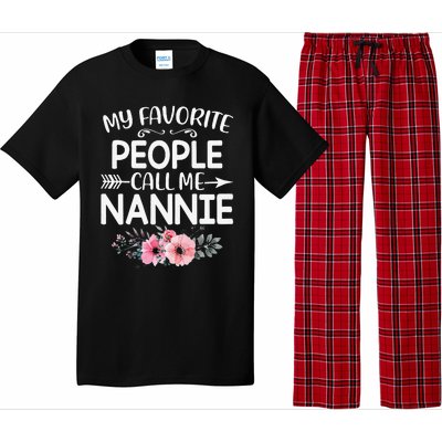 Womens My Favorite People Call Me Nannie Funny Floral Mother's Day Pajama Set