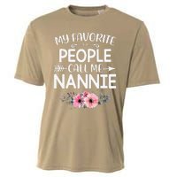 Womens My Favorite People Call Me Nannie Funny Floral Mother's Day Cooling Performance Crew T-Shirt