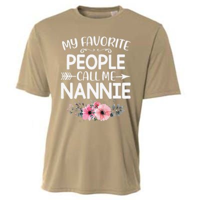 Womens My Favorite People Call Me Nannie Funny Floral Mother's Day Cooling Performance Crew T-Shirt